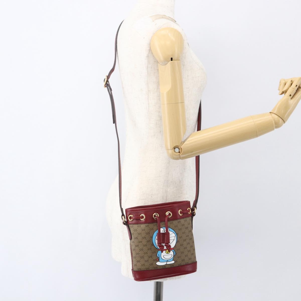 GUCCI Micro GG Supreme Doraemon Shoulder Bag PVC Beige 647801 Auth 159307SAM