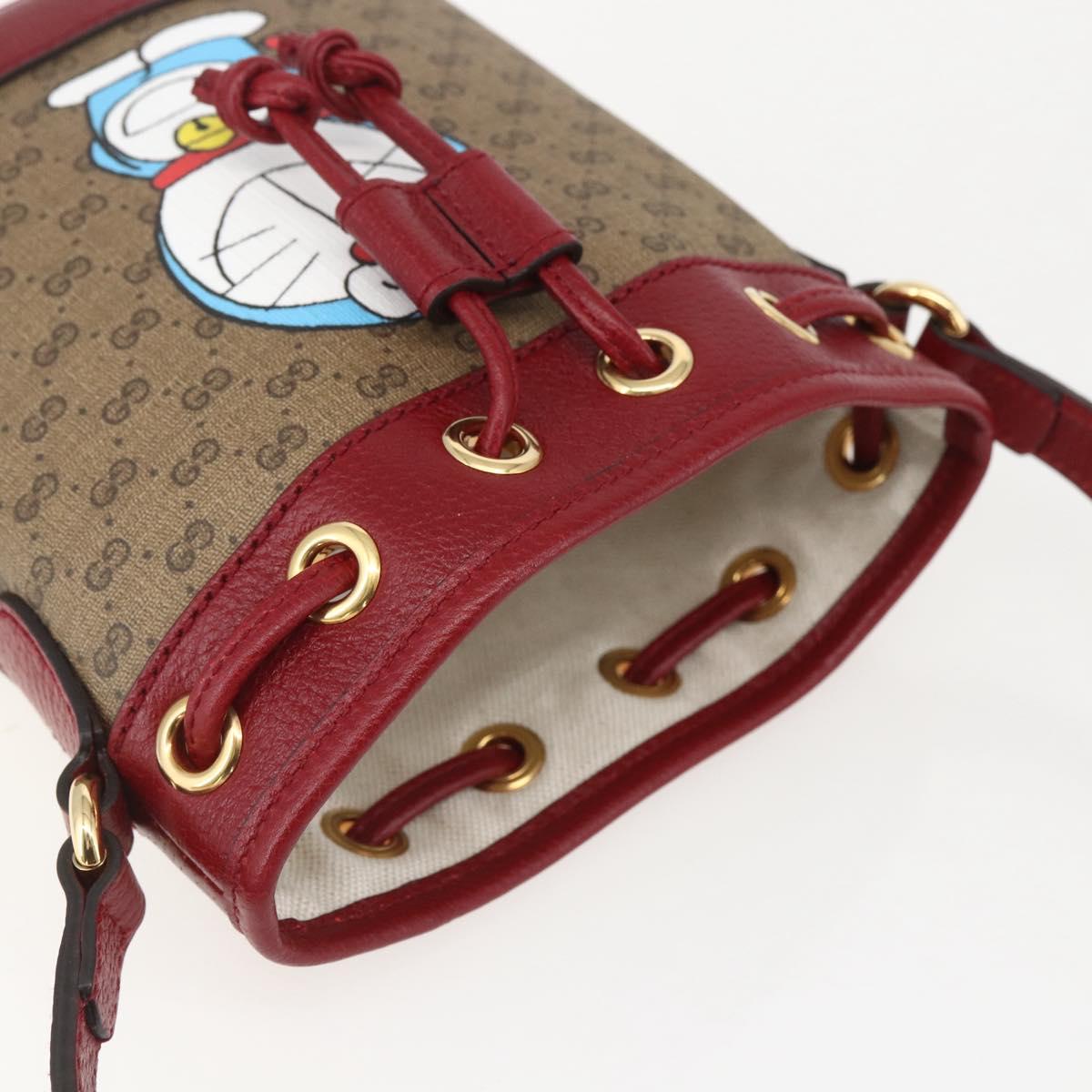 GUCCI Micro GG Supreme Doraemon Shoulder Bag PVC Beige 647801 Auth 159307SAM