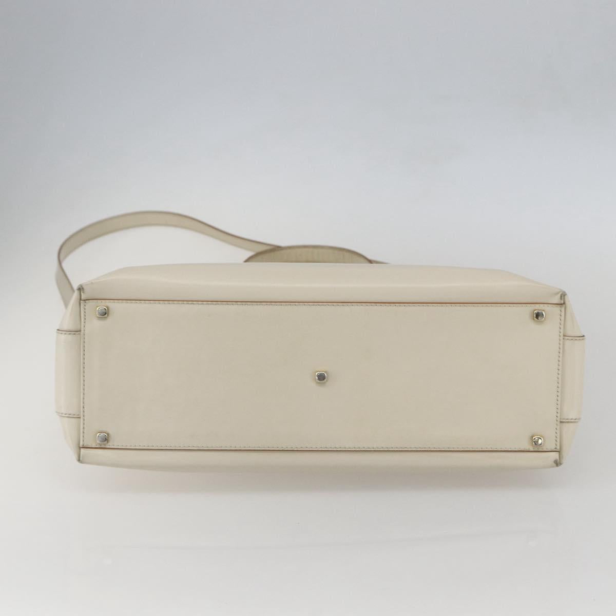 Salvatore Ferragamo Gancini Tote Bag Leather Ivory Gold Auth 159310