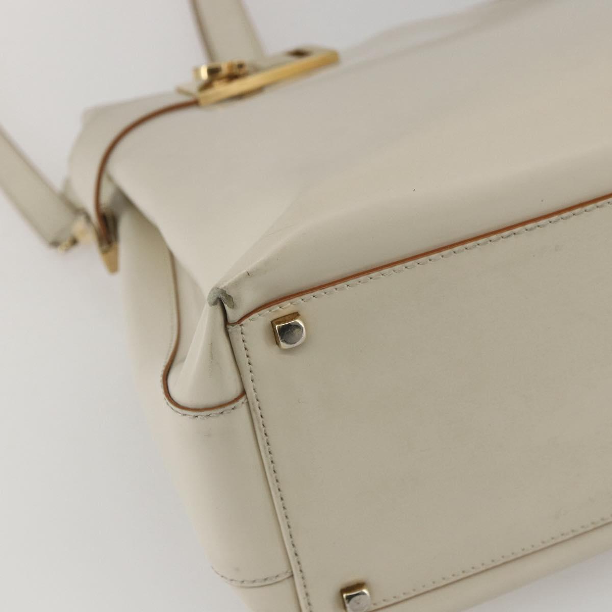 Salvatore Ferragamo Gancini Tote Bag Leather Ivory Gold Auth 159310