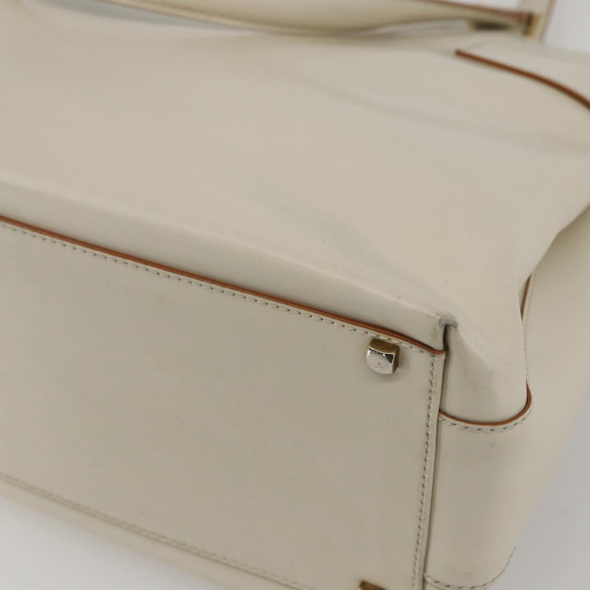 Salvatore Ferragamo Gancini Tote Bag Leather Ivory Gold Auth 159310