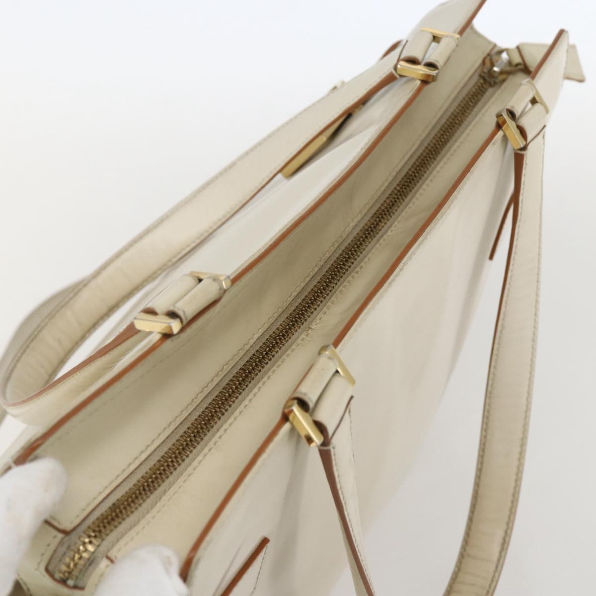 Salvatore Ferragamo Gancini Tote Bag Leather Ivory Gold Auth 159310