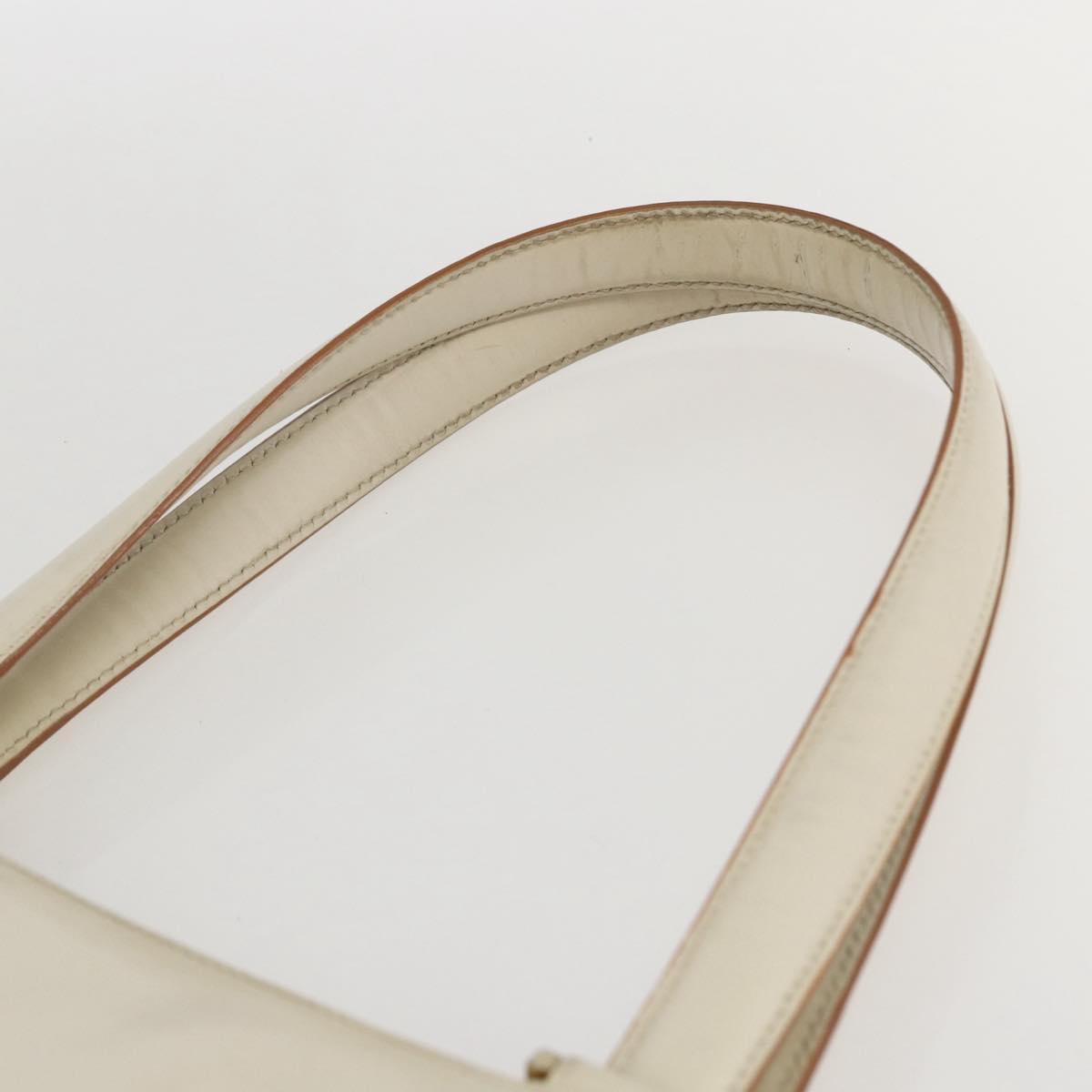 Salvatore Ferragamo Gancini Tote Bag Leather Ivory Gold Auth 159310