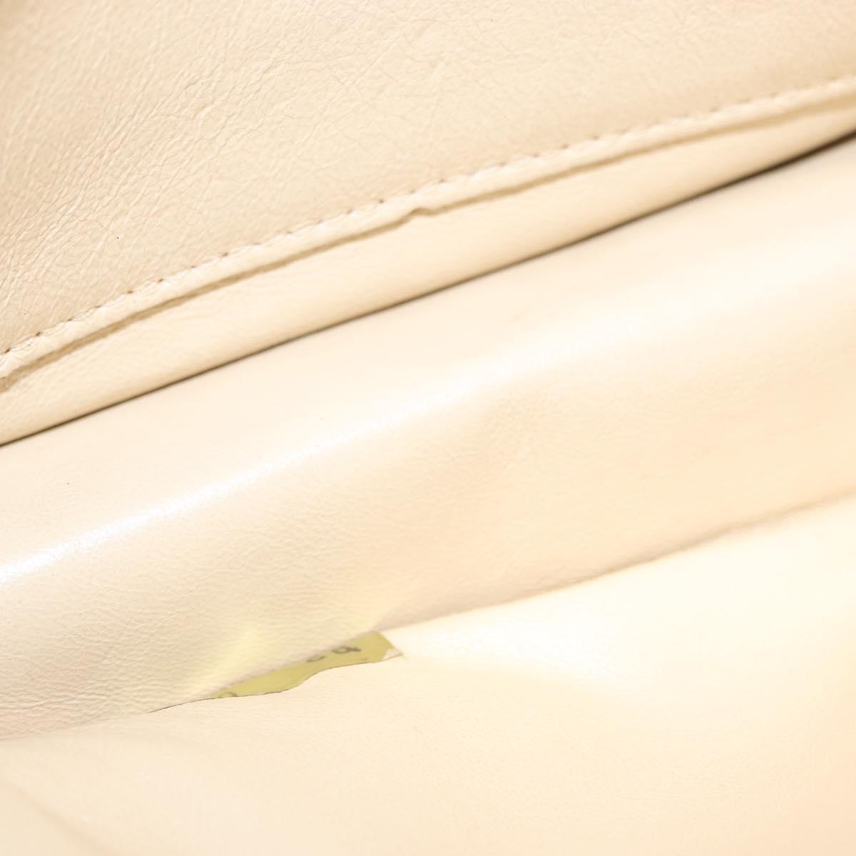 CHANEL Mademoiselle Chain Shoulder Bag Leather Ivory Gold CC Auth 159320A