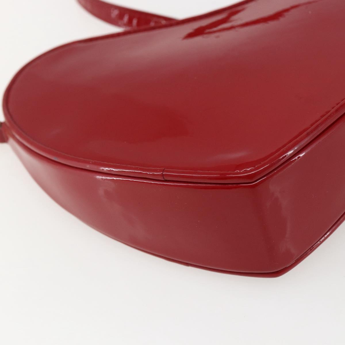 SAINT LAURENT Court Shoulder Bag Enamel Red Gold Auth 159321SAV