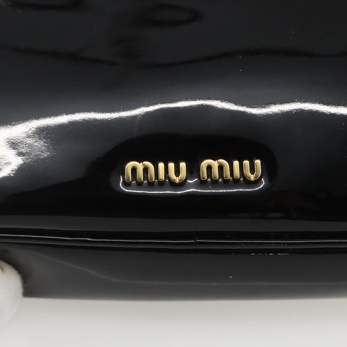Miu Miu Chain Shoulder Bag Enamel 2way Black Gold Auth 159323V