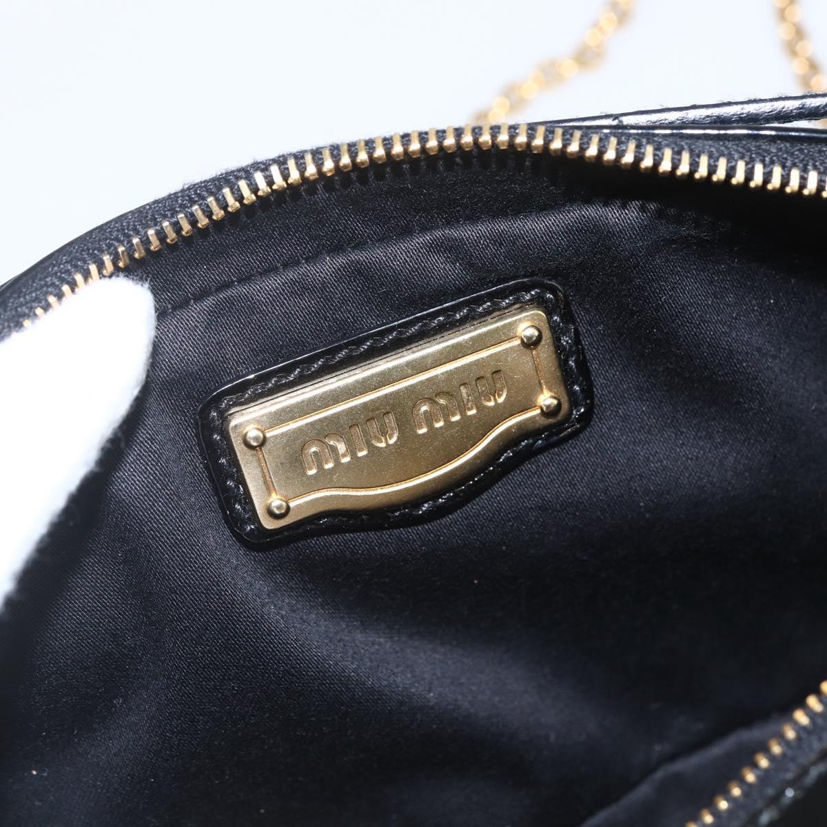 Miu Miu Chain Shoulder Bag Enamel 2way Black Gold Auth 159323V