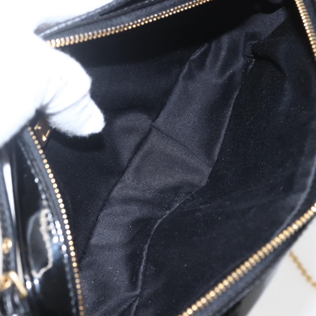 Miu Miu Chain Shoulder Bag Enamel 2way Black Gold Auth 159323V