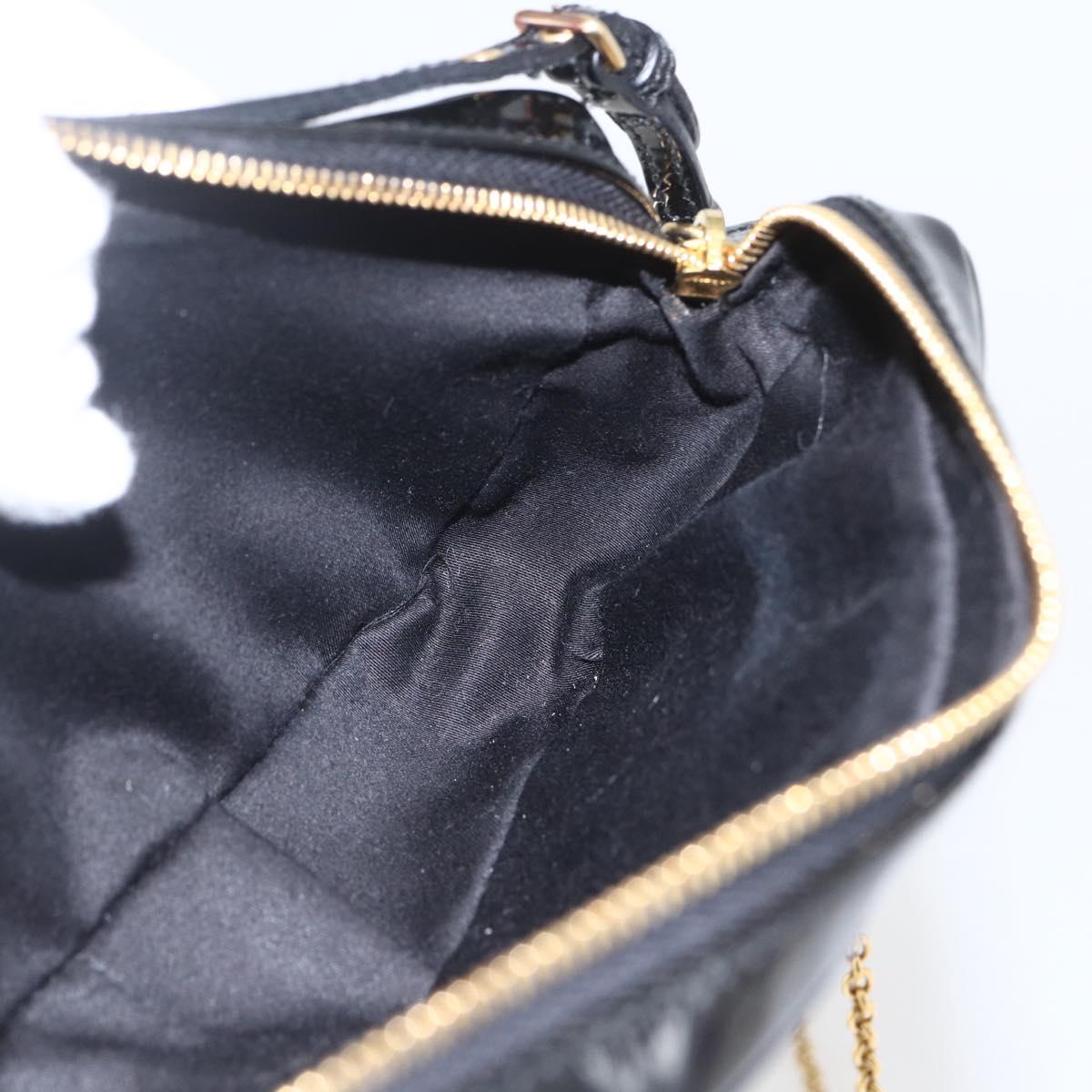 Miu Miu Chain Shoulder Bag Enamel 2way Black Gold Auth 159323V