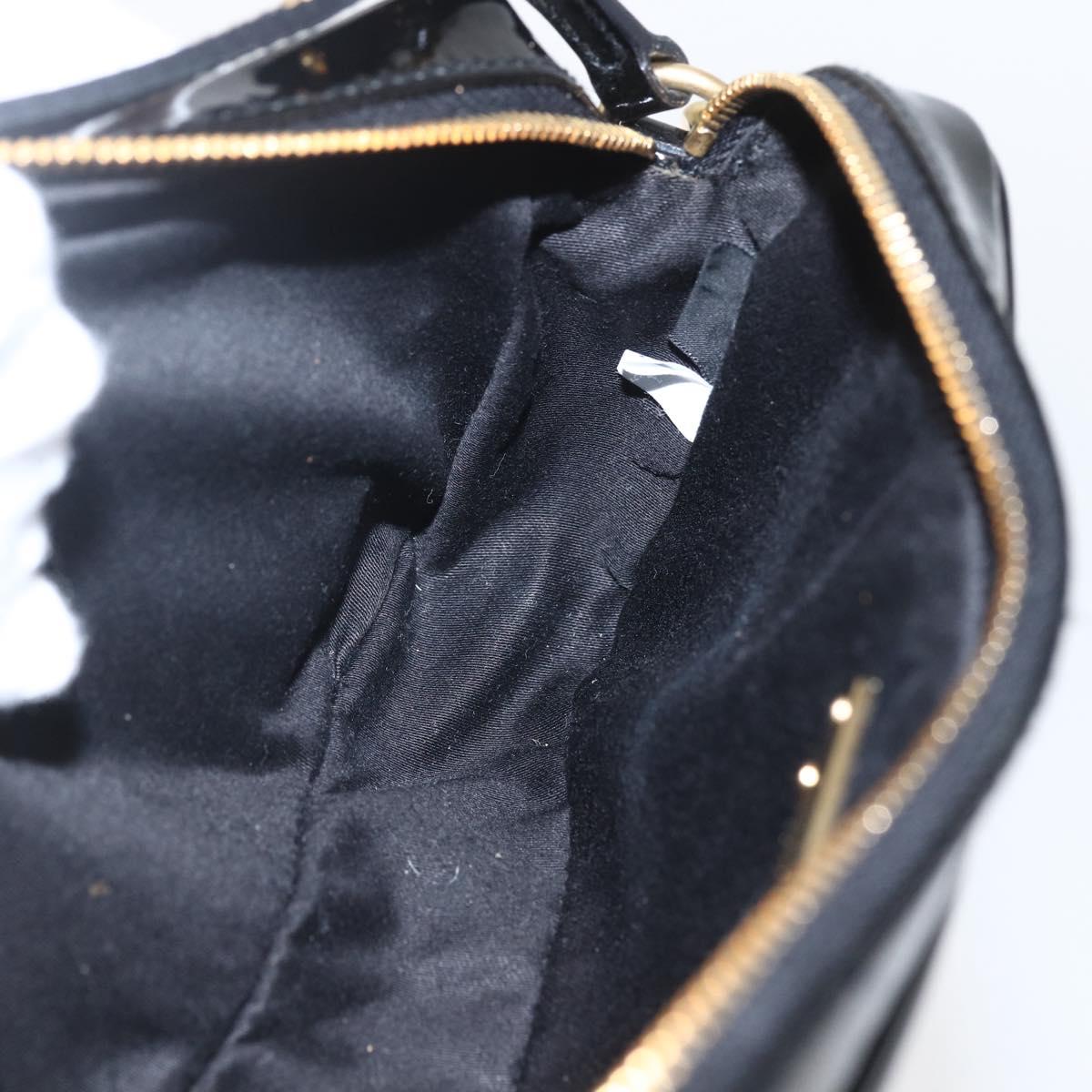 Miu Miu Chain Shoulder Bag Enamel 2way Black Gold Auth 159323V