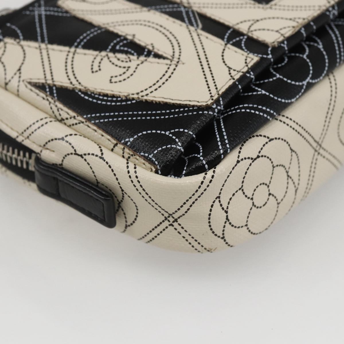 CHANEL Camelia Pouch PVC Black Silver CC Auth 159324V