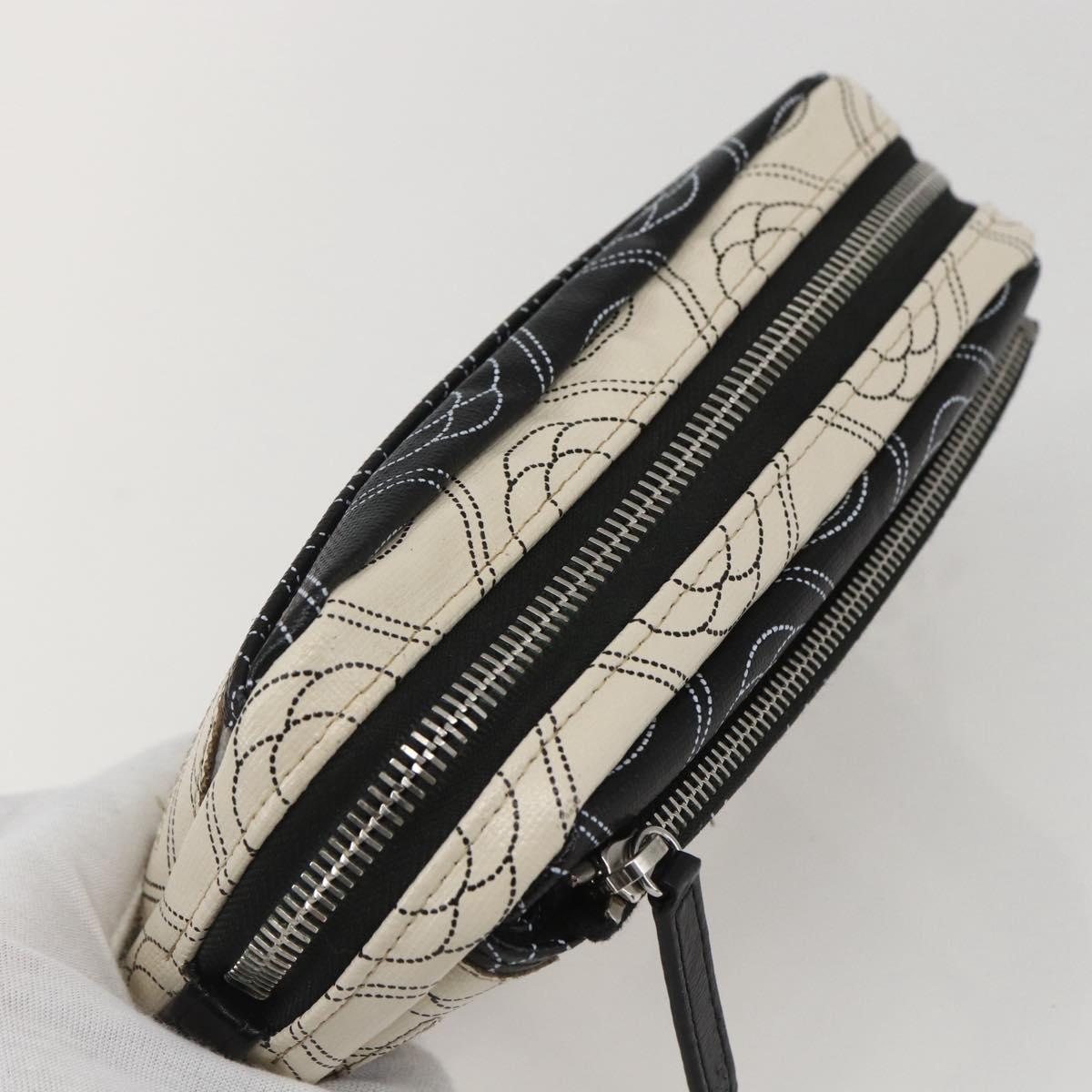 CHANEL Camelia Pouch PVC Black Silver CC Auth 159324V