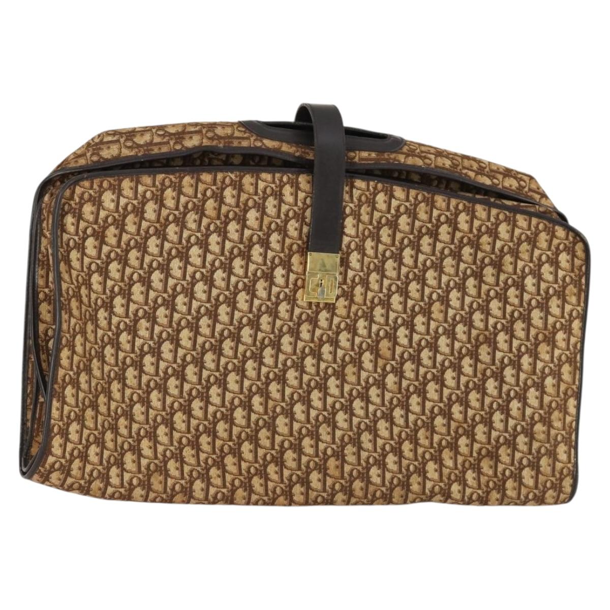 Christian Dior Trotter Canvas Garment Cover Brown Gold Auth 159327