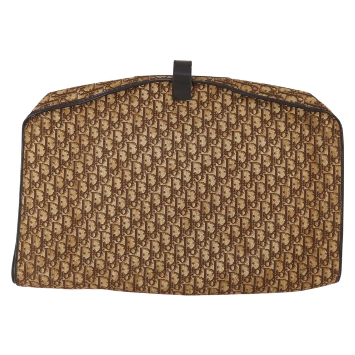 Christian Dior Trotter Canvas Garment Cover Brown Gold Auth 159327