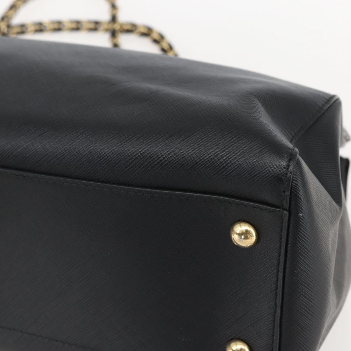 Salvatore Ferragamo Chain Vala Shoulder Bag Leather Black Gold Auth 159349