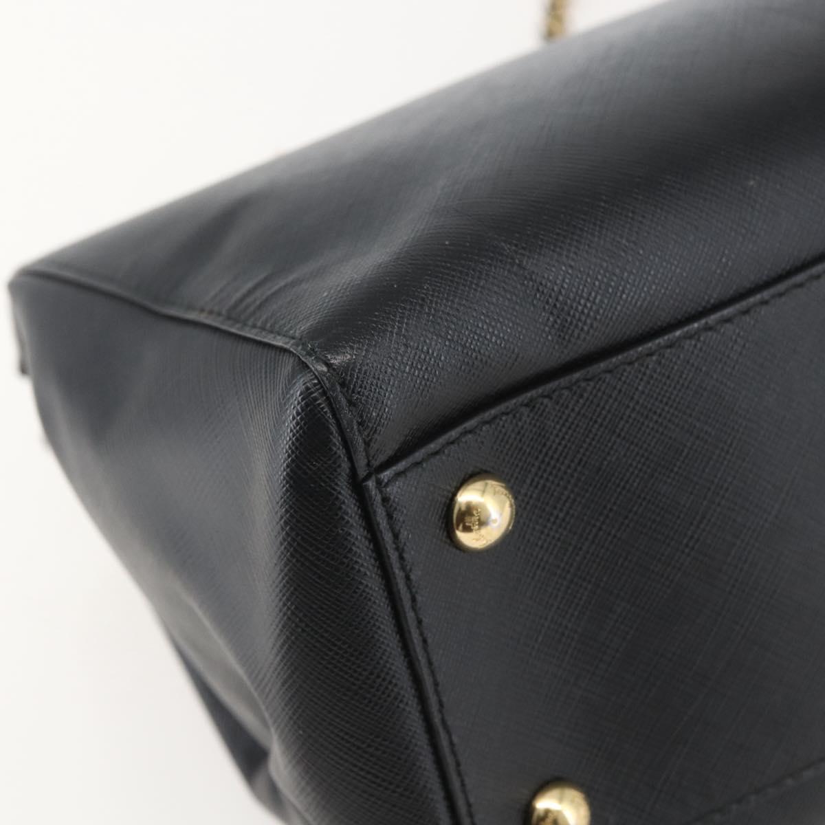 Salvatore Ferragamo Chain Vala Shoulder Bag Leather Black Gold Auth 159349