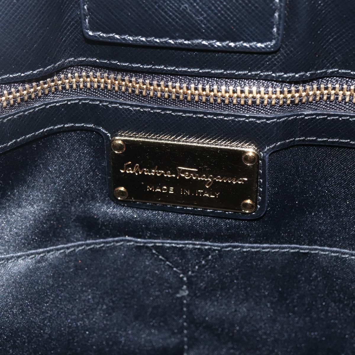 Salvatore Ferragamo Chain Vala Shoulder Bag Leather Black Gold Auth 159349
