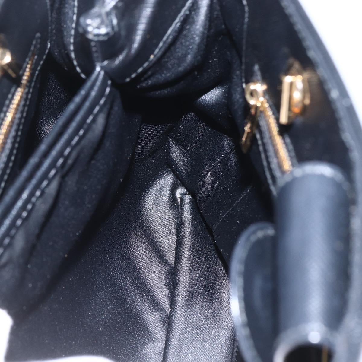 Salvatore Ferragamo Chain Vala Shoulder Bag Leather Black Gold Auth 159349