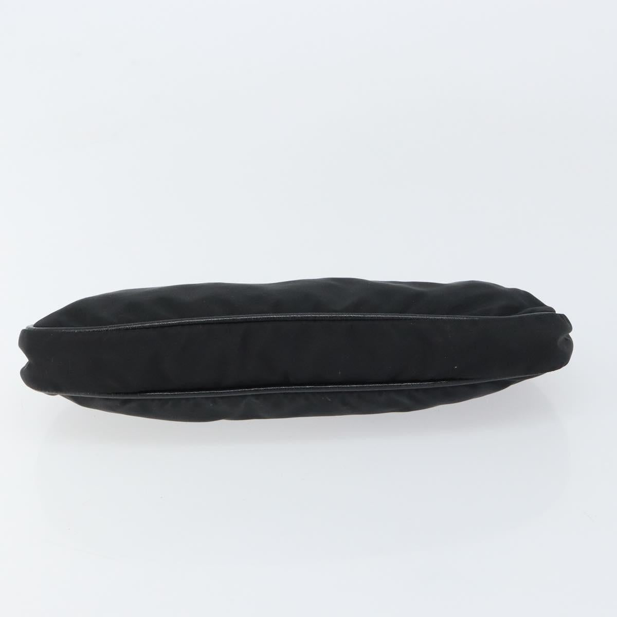 PRADA Accessory Pouch Nylon Black Silver Auth 159350
