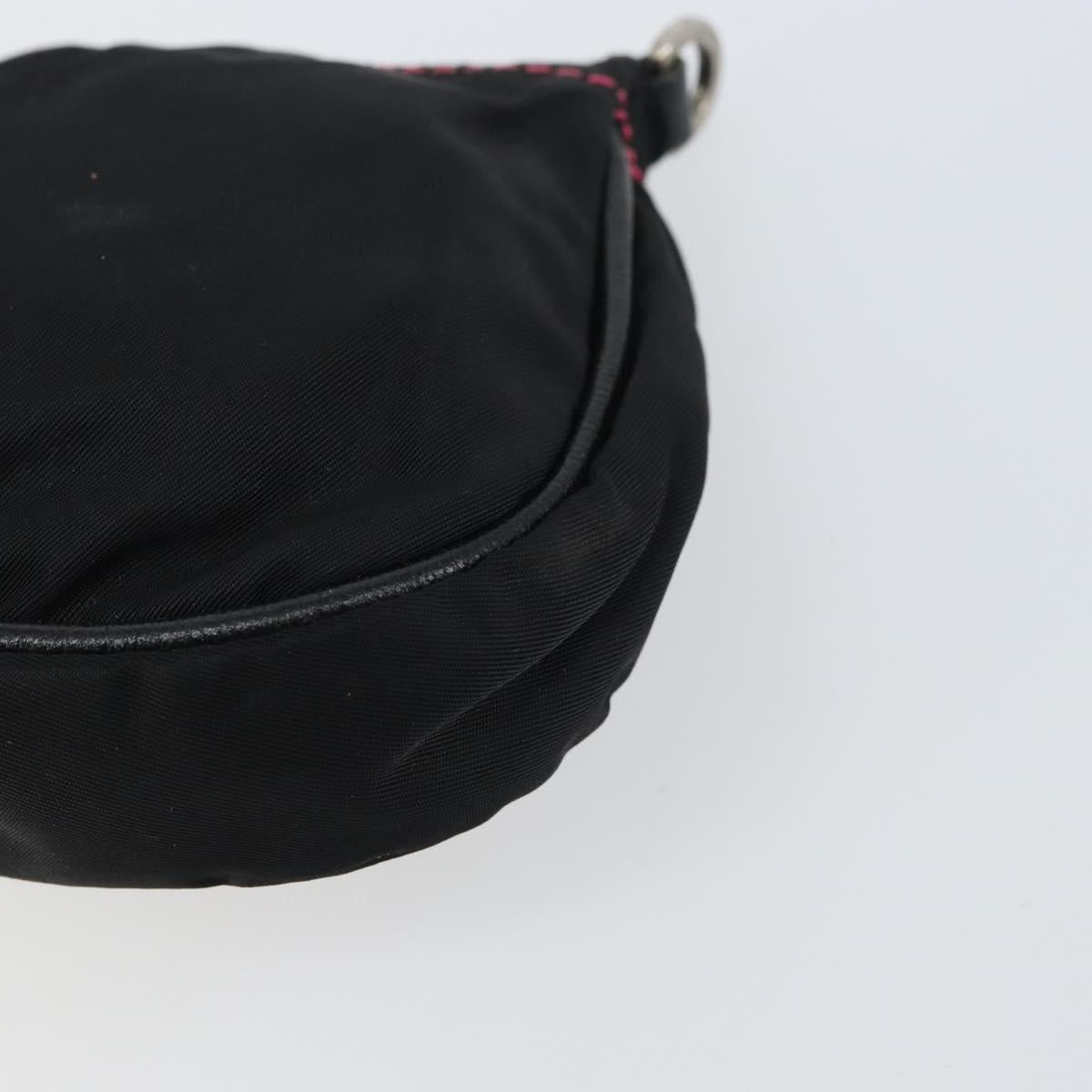 PRADA Accessory Pouch Nylon Black Silver Auth 159350