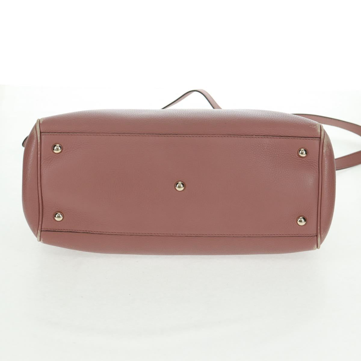 GUCCI Bamboo Hand Bag Leather 2way Pink Gold 323660 Auth 159357