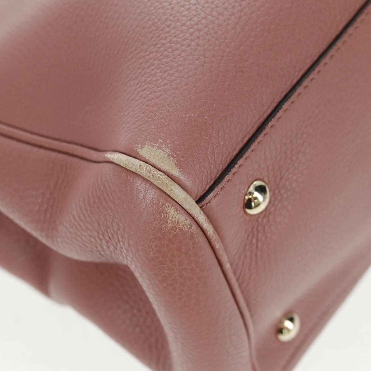 GUCCI Bamboo Hand Bag Leather 2way Pink Gold 323660 Auth 159357