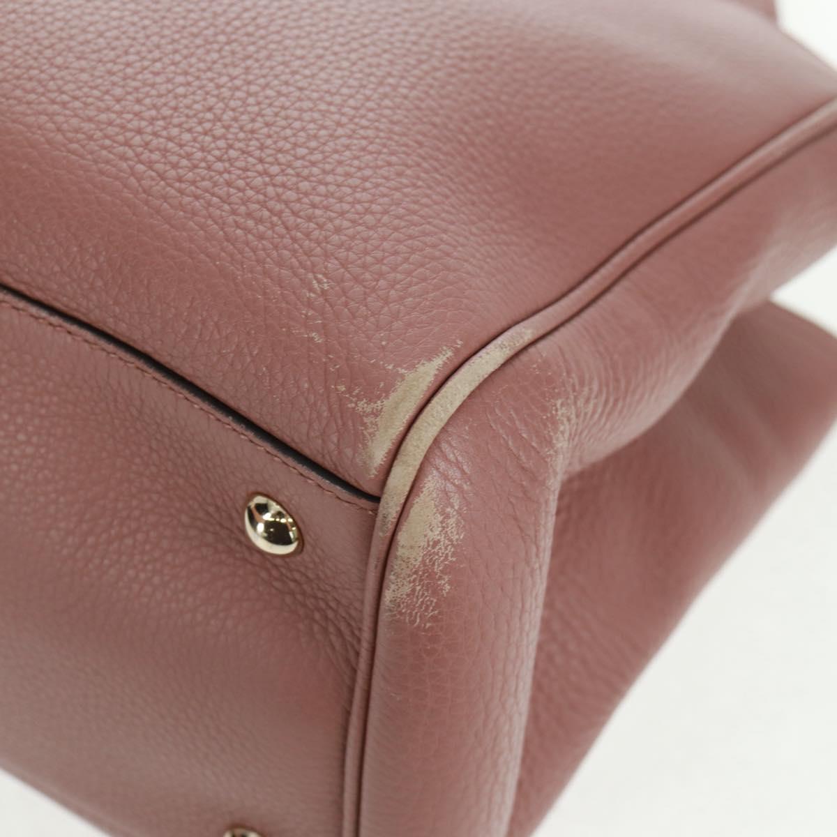 GUCCI Bamboo Hand Bag Leather 2way Pink Gold 323660 Auth 159357