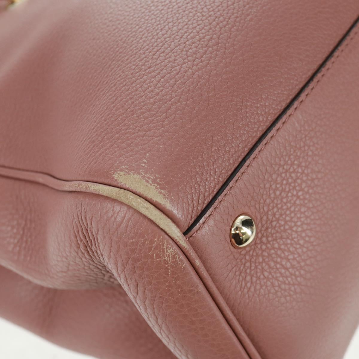 GUCCI Bamboo Hand Bag Leather 2way Pink Gold 323660 Auth 159357