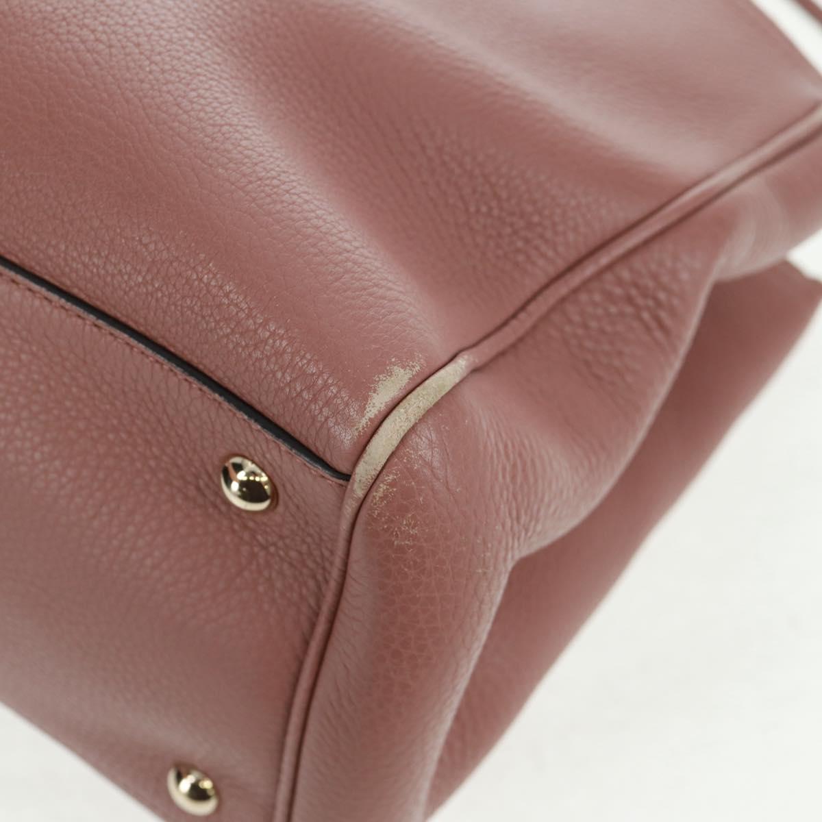 GUCCI Bamboo Hand Bag Leather 2way Pink Gold 323660 Auth 159357