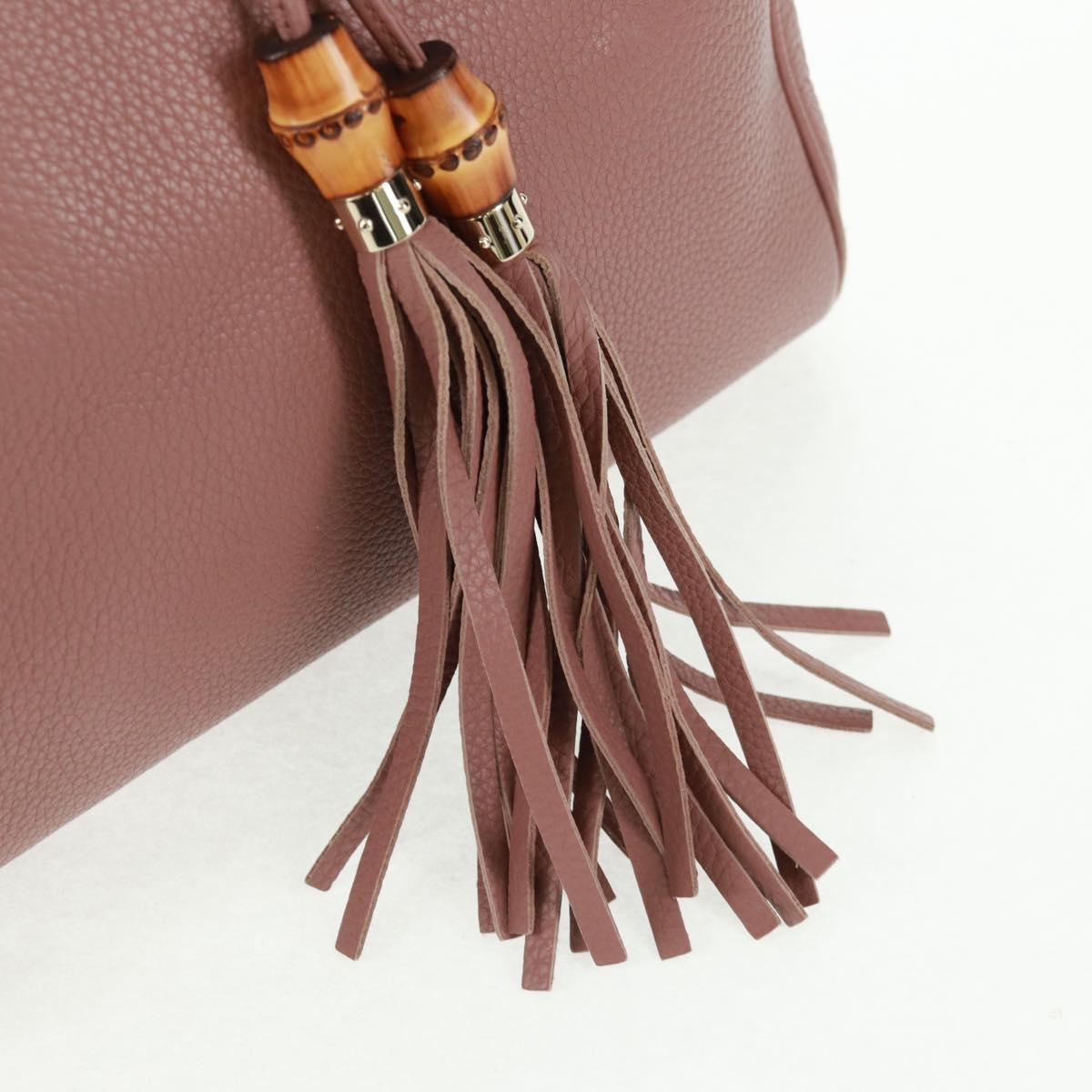 GUCCI Bamboo Hand Bag Leather 2way Pink Gold 323660 Auth 159357