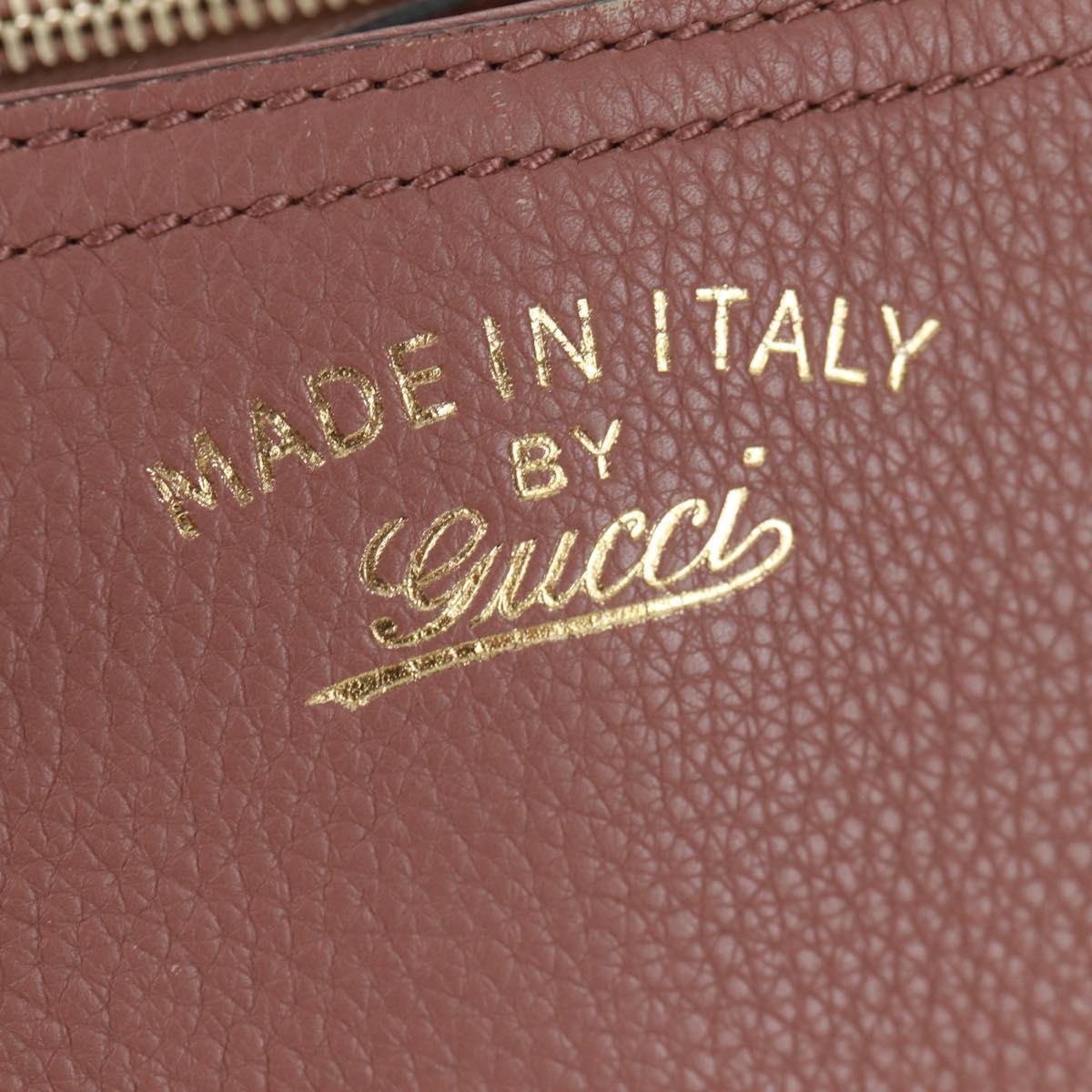 GUCCI Bamboo Hand Bag Leather 2way Pink Gold 323660 Auth 159357