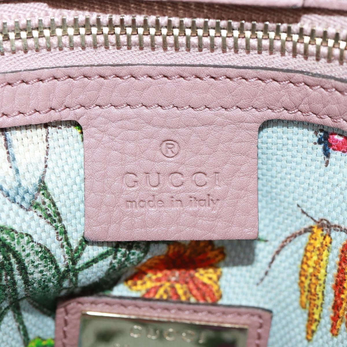 GUCCI Bamboo Hand Bag Leather 2way Pink Gold 323660 Auth 159357