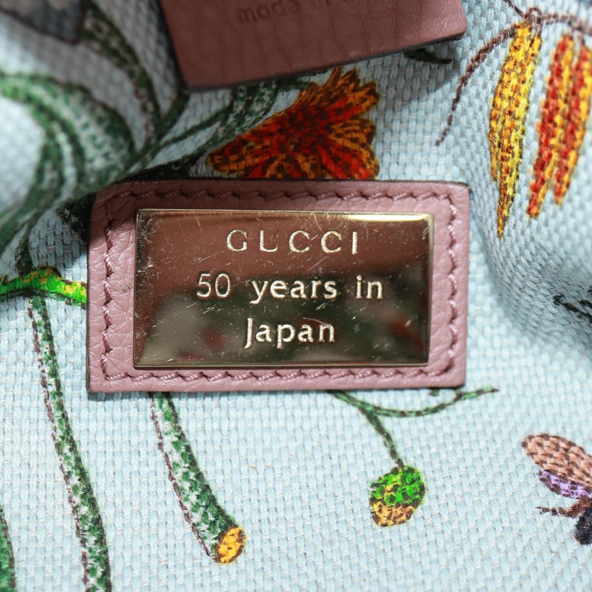 GUCCI Bamboo Hand Bag Leather 2way Pink Gold 323660 Auth 159357