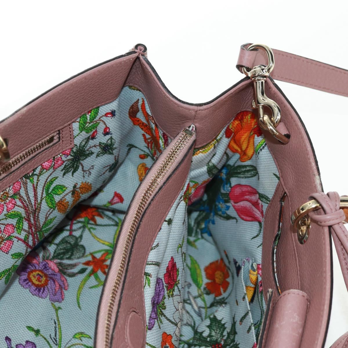 GUCCI Bamboo Hand Bag Leather 2way Pink Gold 323660 Auth 159357