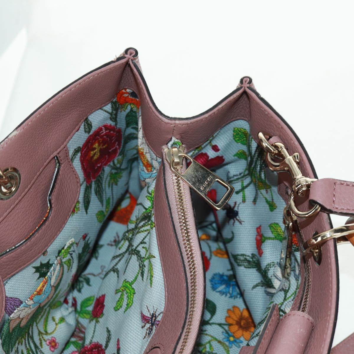 GUCCI Bamboo Hand Bag Leather 2way Pink Gold 323660 Auth 159357