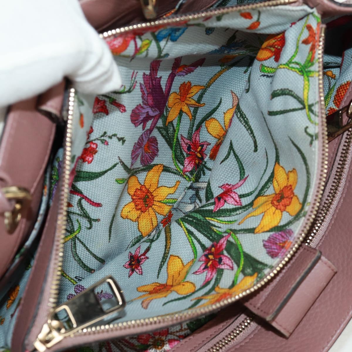 GUCCI Bamboo Hand Bag Leather 2way Pink Gold 323660 Auth 159357