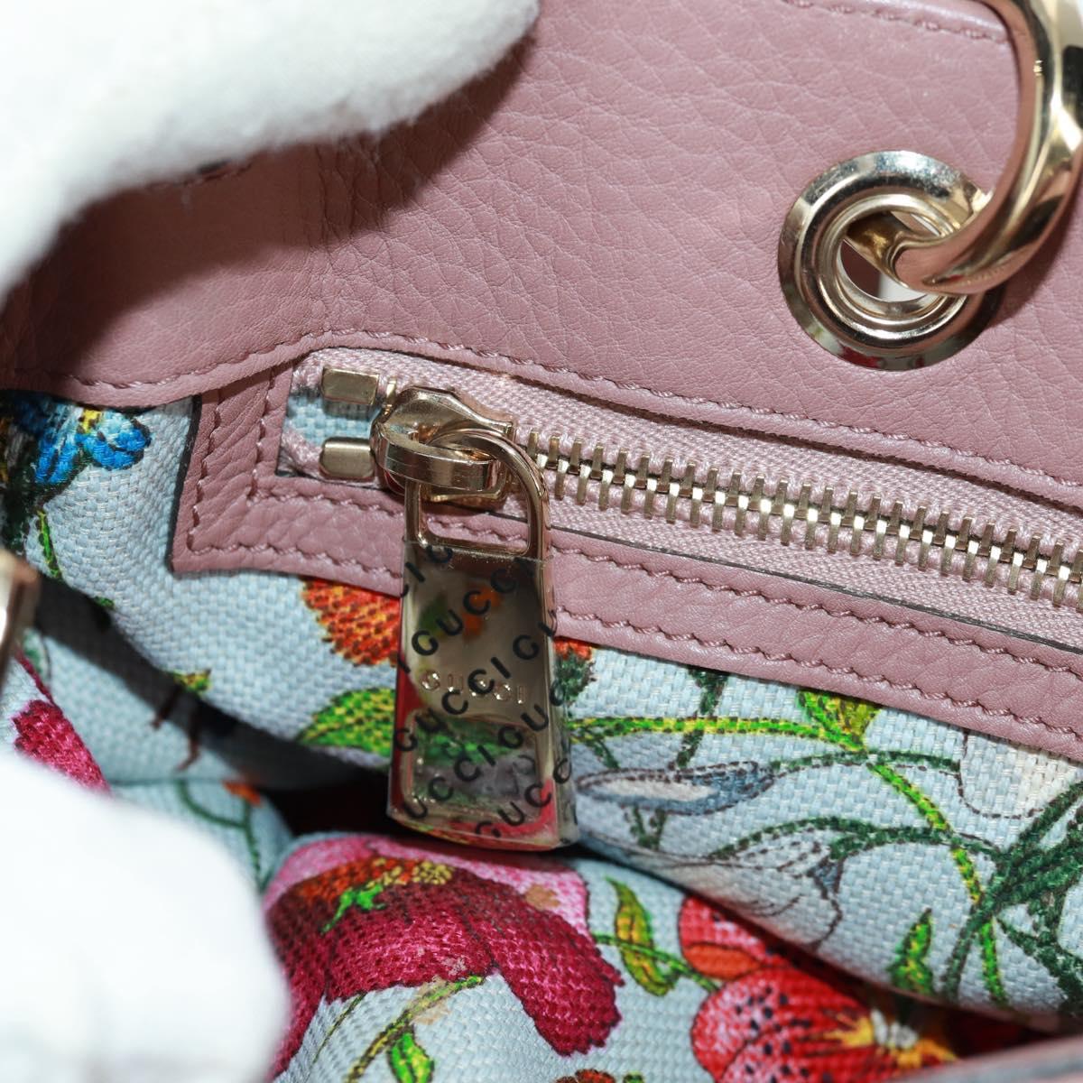 GUCCI Bamboo Hand Bag Leather 2way Pink Gold 323660 Auth 159357