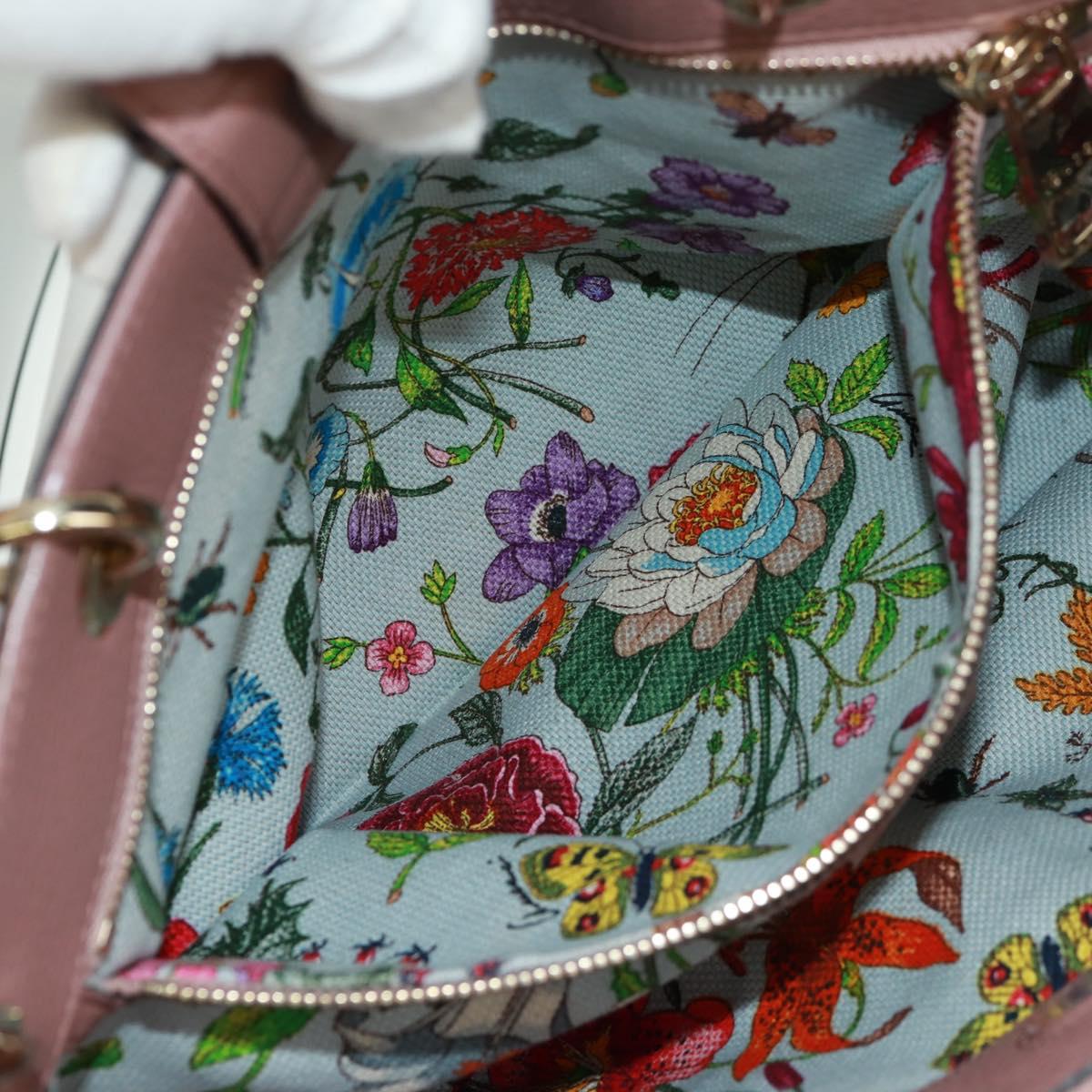 GUCCI Bamboo Hand Bag Leather 2way Pink Gold 323660 Auth 159357