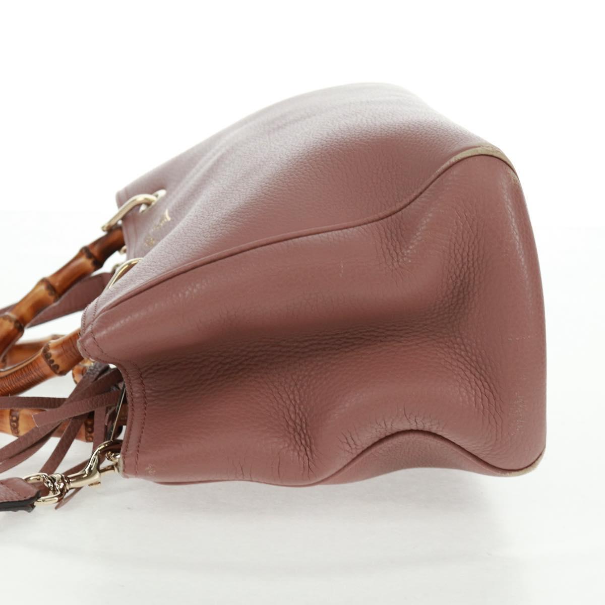GUCCI Bamboo Hand Bag Leather 2way Pink Gold 323660 Auth 159357