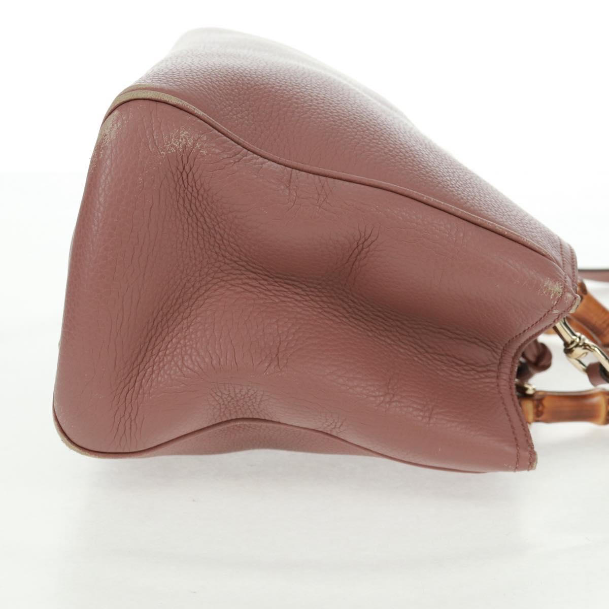 GUCCI Bamboo Hand Bag Leather 2way Pink Gold 323660 Auth 159357