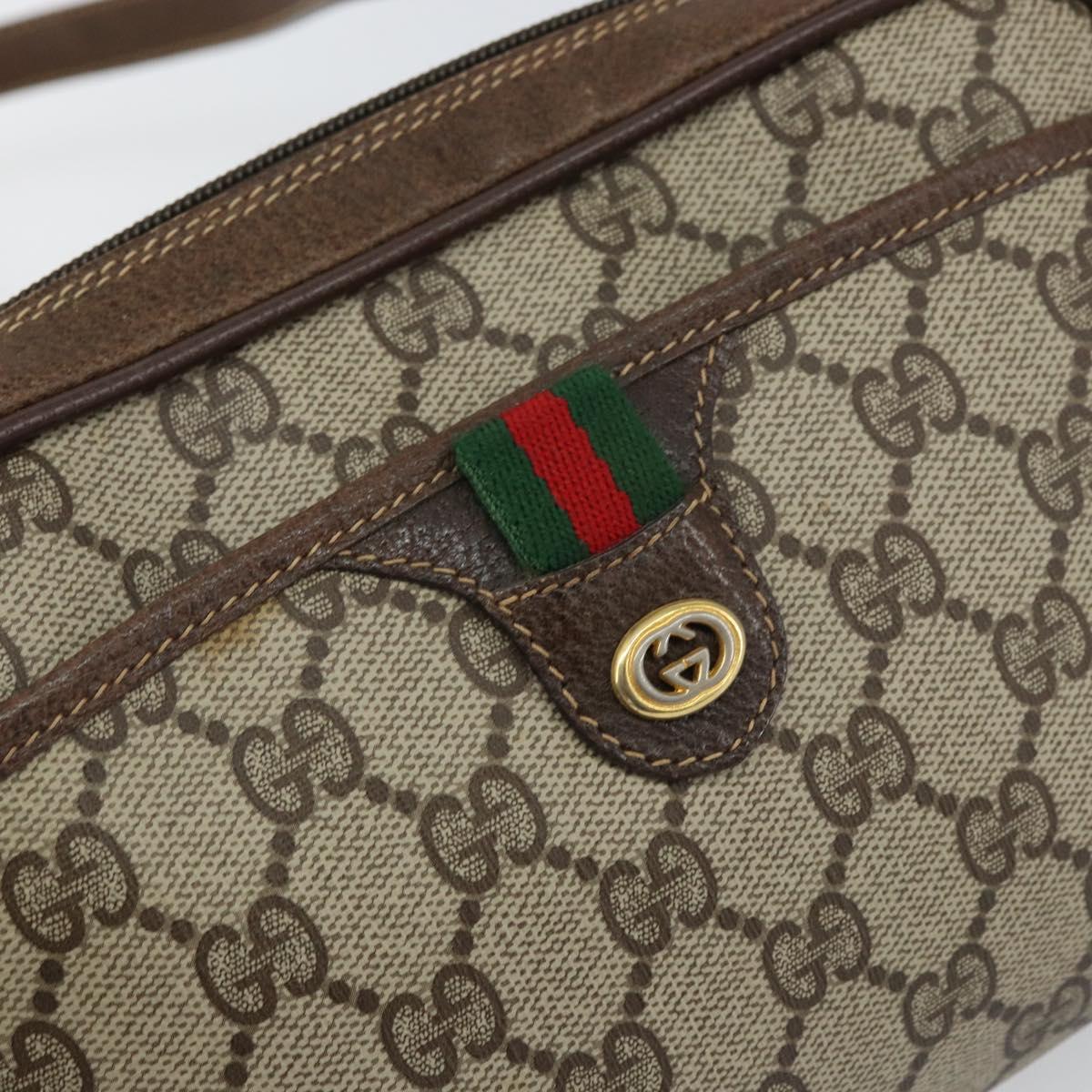GUCCI GG Supreme Web Sherry Line Shoulder Bag PVC Beige Gold 116 02 089 Auth 159358