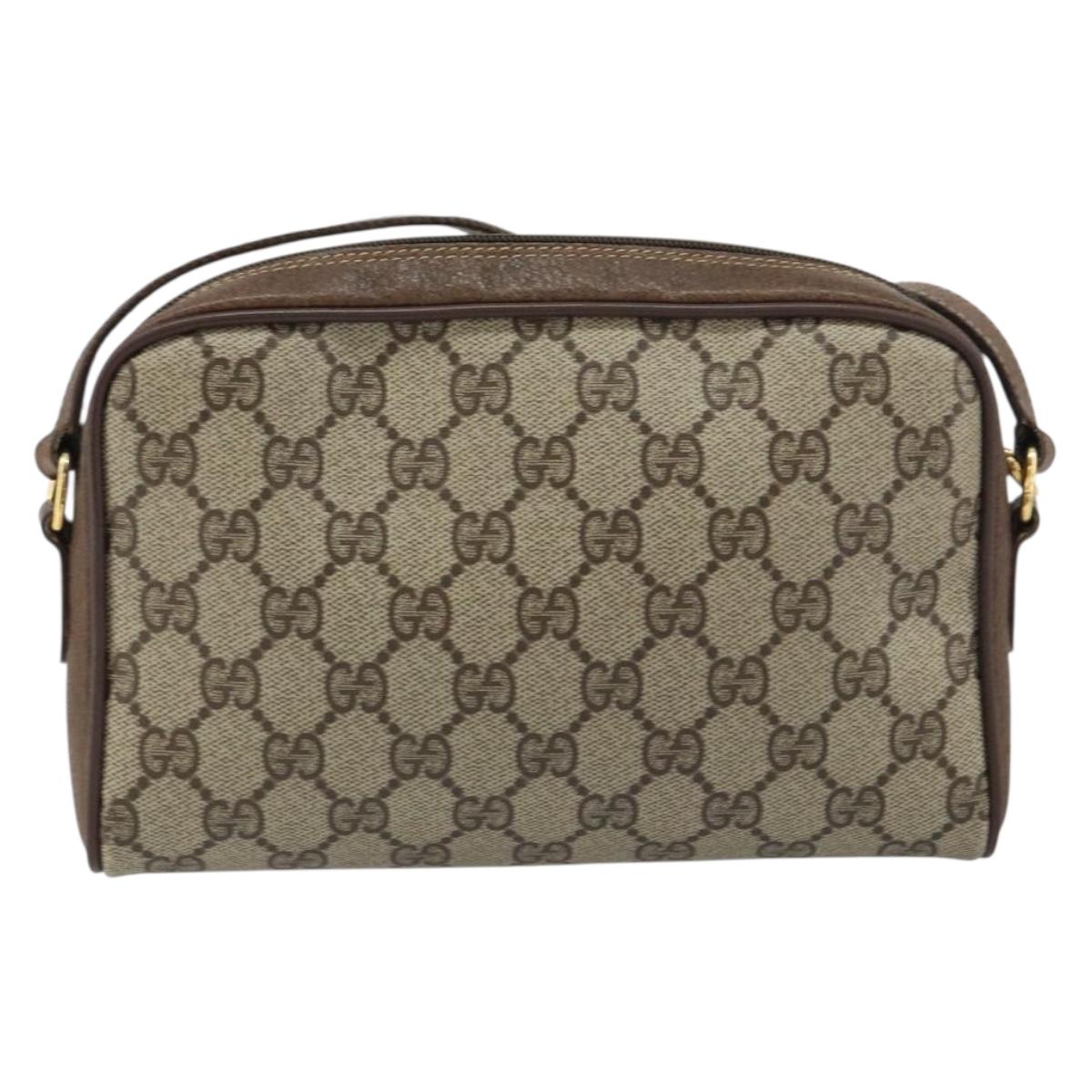GUCCI GG Supreme Web Sherry Line Shoulder Bag PVC Beige Gold 116 02 089 Auth 159358