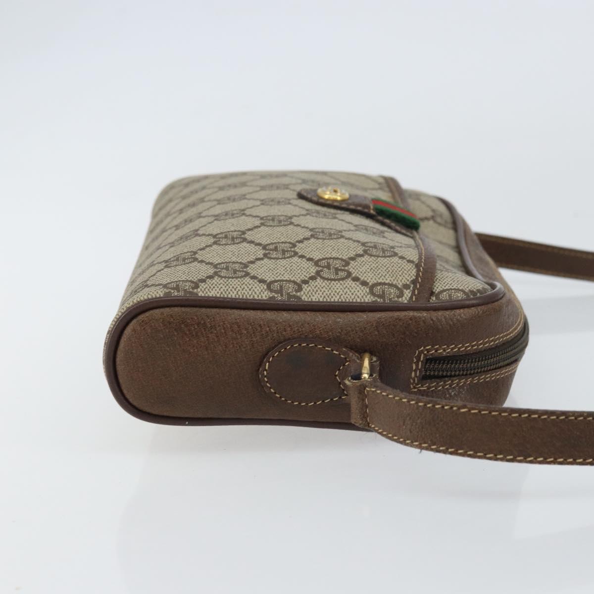 GUCCI GG Supreme Web Sherry Line Shoulder Bag PVC Beige Gold 116 02 089 Auth 159358