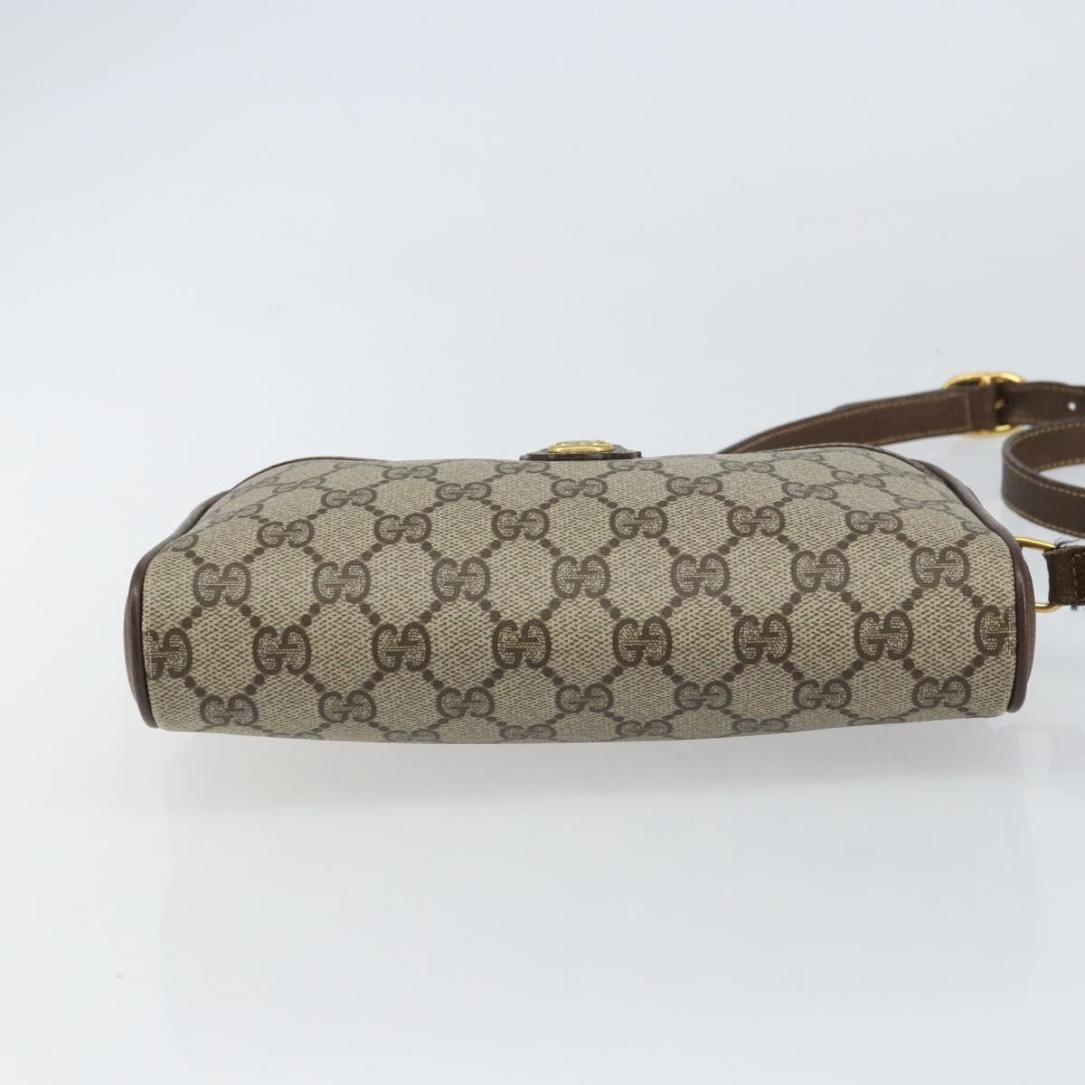 GUCCI GG Supreme Web Sherry Line Shoulder Bag PVC Beige Gold 116 02 089 Auth 159358