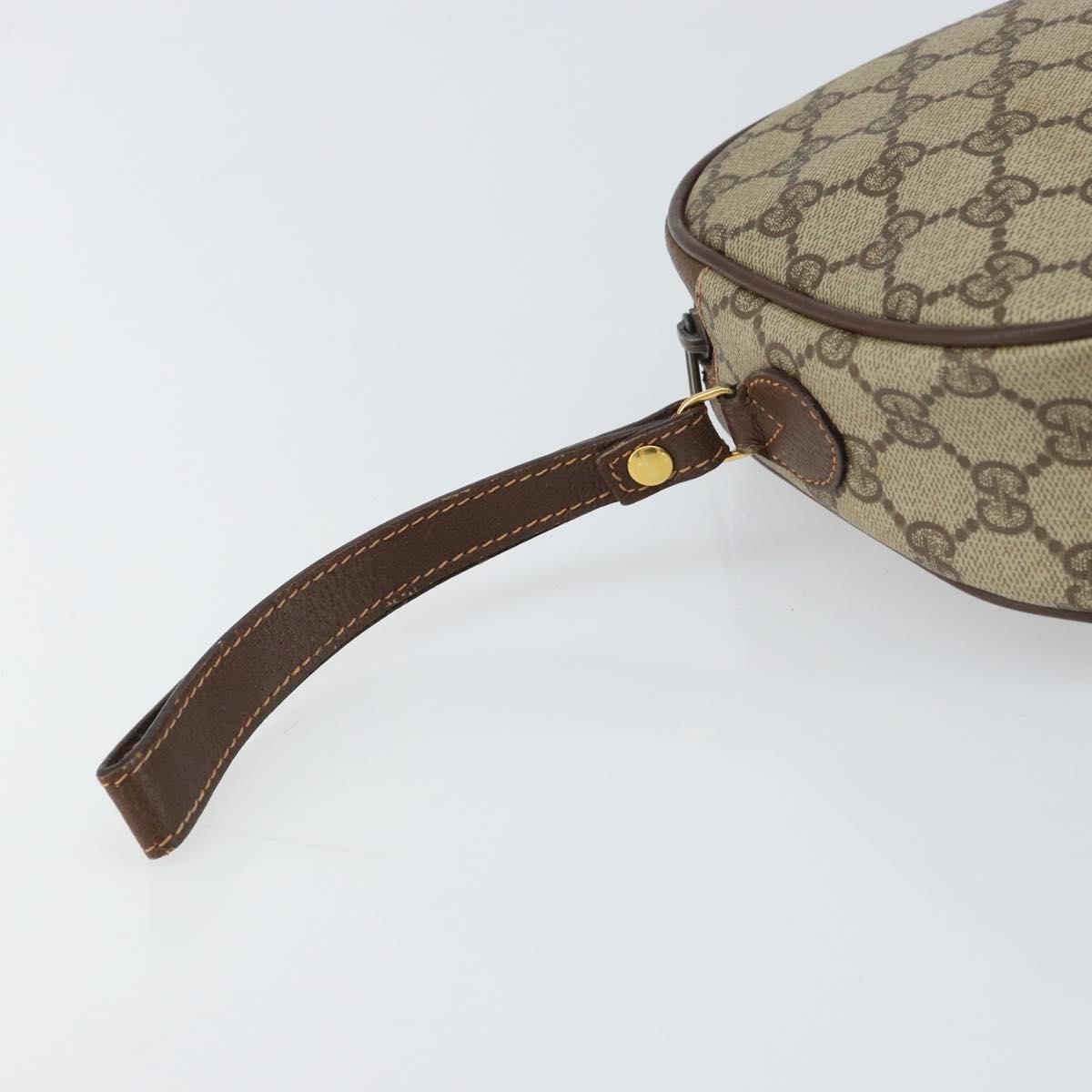 GUCCI GG Supreme Web Sherry Line Clutch Bag Beige Gold 156 01 034 Auth 159359