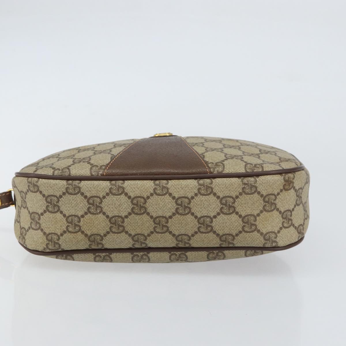 GUCCI GG Supreme Web Sherry Line Clutch Bag Beige Gold 156 01 034 Auth 159359