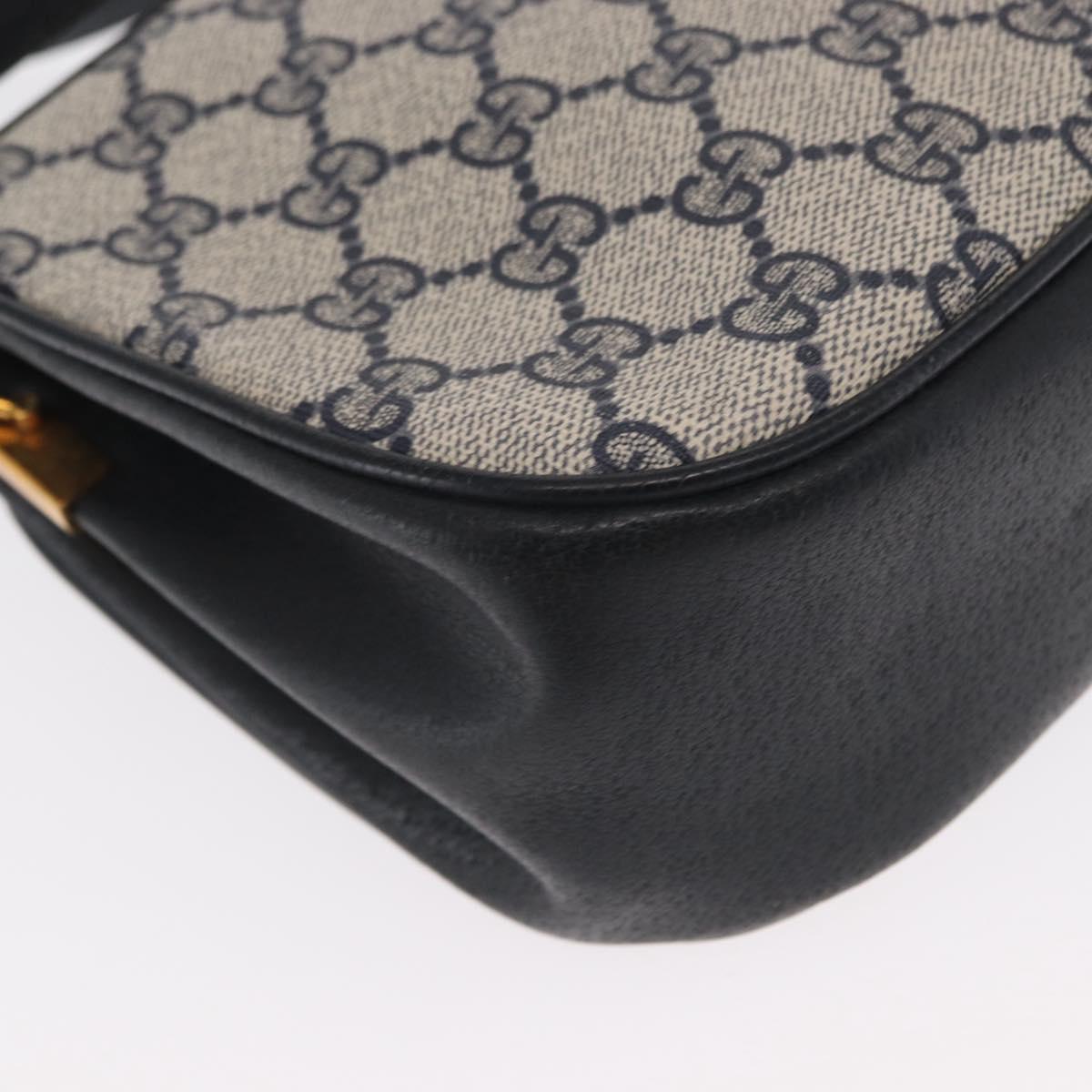 GUCCI GG Supreme Sherry Line Bag PVC Navy Gold Red 10 02 024 Auth 159366