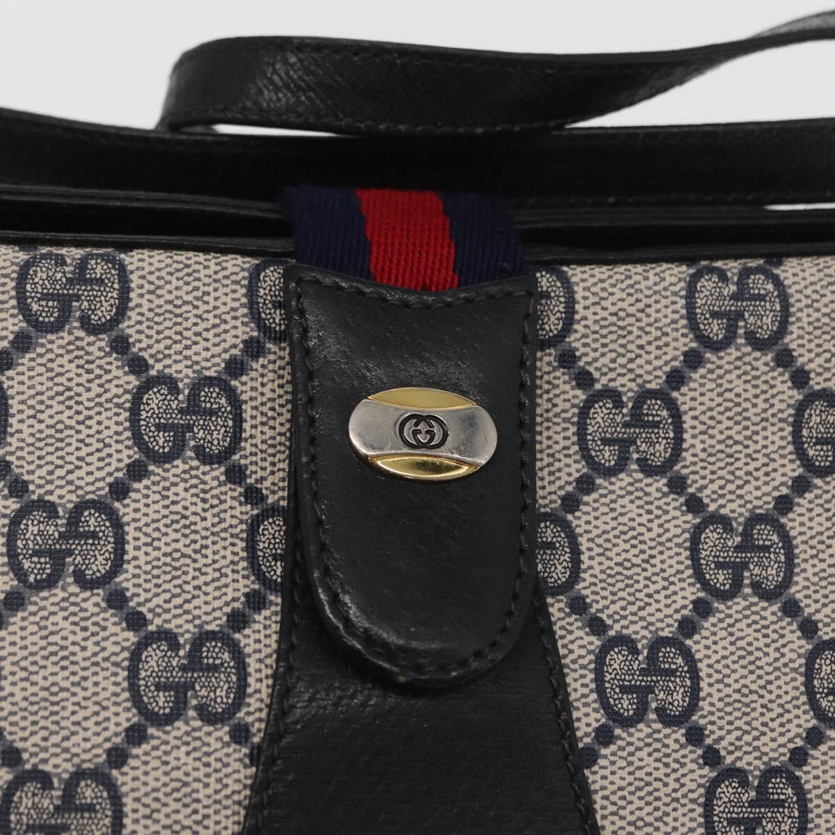 GUCCI GG Supreme Sherry Line Bag PVC Navy Gold Red 10 02 024 Auth 159366