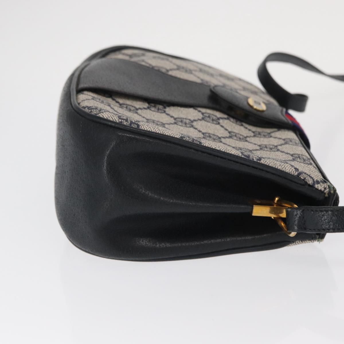 GUCCI GG Supreme Sherry Line Bag PVC Navy Gold Red 10 02 024 Auth 159366