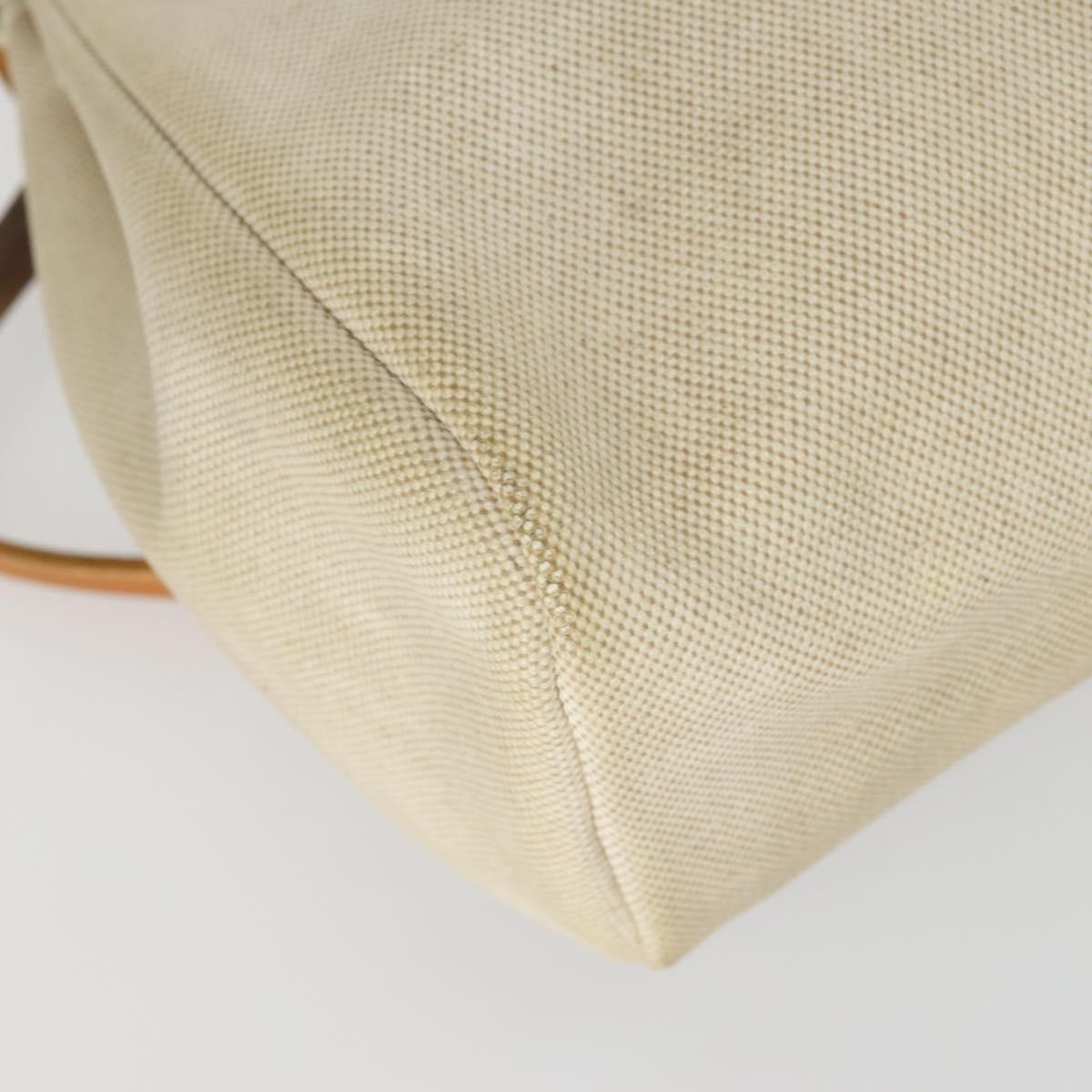 HERMES Herbag Ad PM Backpack Canvas Leather 2way Beige Silver Auth 159367